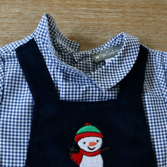 NWOT Petit Confection Baby Boy Blue Corduroy Holiday Snowman One-Piece Outfit 9M - Picture 7 of 10